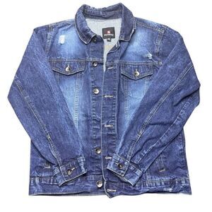 Southpole Distressed Blue Jean Trucker Jacket Mens M Y2K Hip Hop